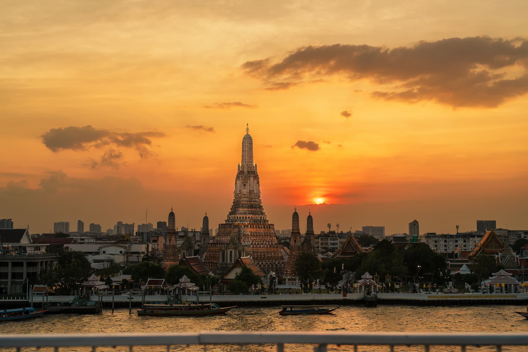 Bangkok honeymoon escape journey image with refined riverside golden-hour mood
